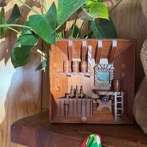 Wooden Wall Art with Bar Scene